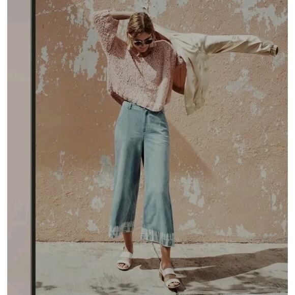 Pilcro and The Letterpress Women's Jeans Wide Leg Bleached Hem Size 28 - Picture 1 of 10